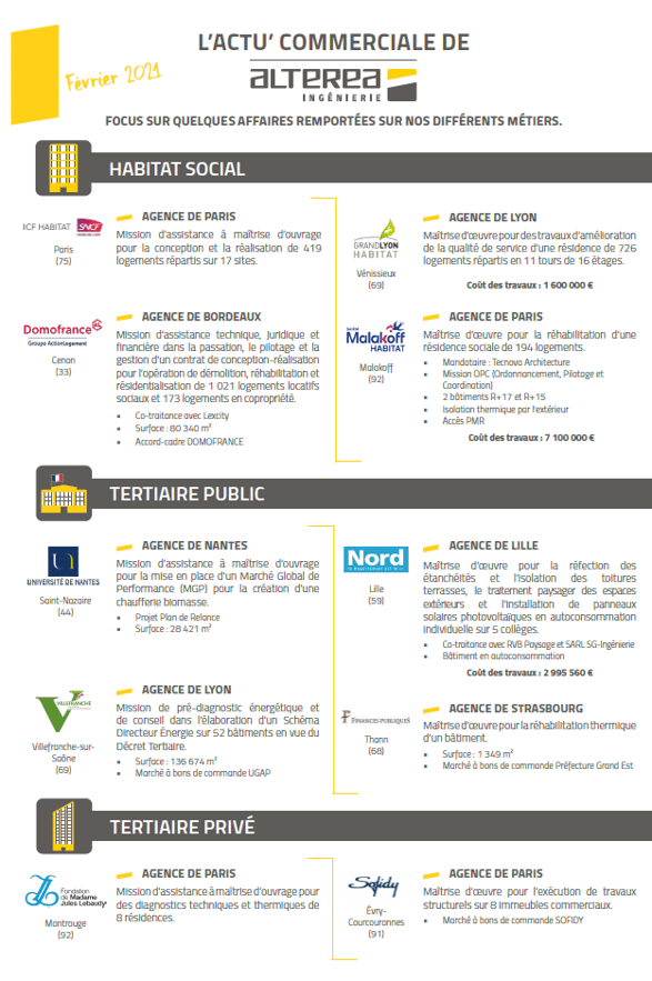Actu' commerciale ALTEREA février 2021